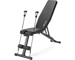 Gymtek® Fitnessbank - Halterbank - Trainingsbank - Opvouwbaar - Verstelbaar - tot 150 kg - 2 Weerstandsbanden