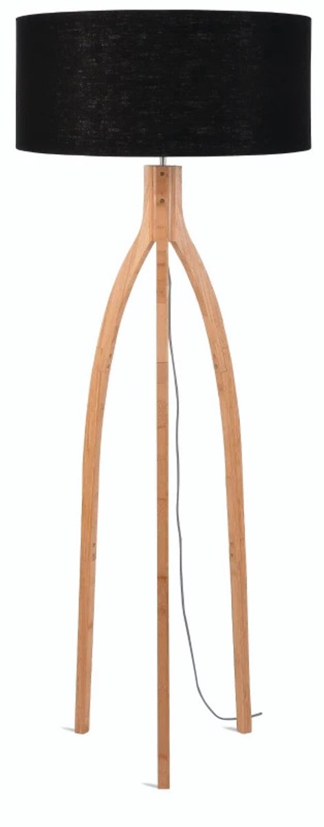 GOOD&MOJO Vloerlamp Annapurna - Zwart/Bamboe - Ø60cm - Scandinavisch,Bohemian - Staande lampen voor Woonkamer - Slaapkamer