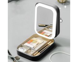 Allecto plus - Make-up Opbergdoos met Spiegel en Draagbare Tas - Beauty Tool - Geïntegreerd - Transparant - Organisatie voor Make-up Artist - 75 karakters