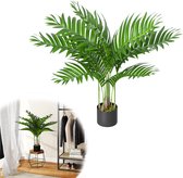 Palmier artificiel de 90 cm, plante artificielle résistante aux UV pour l'intérieur et l'extérieur, plante décorative pour le salon, le balcon et la salle de bain. 1 paquet de buis artificiels. Plantes artificielles.