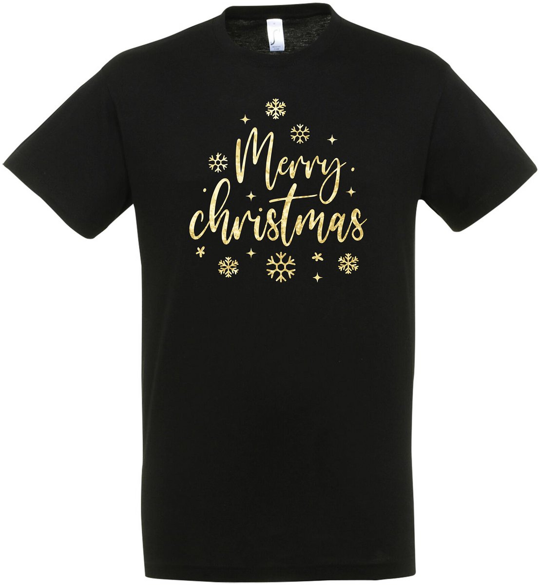 Merry Christmas Gold T-shirt - Unisex - Kerst - Christmas - Feestdagen - Kerst T-shirt - Grappig T-shirt - Kerstman - Foute kerst - Maat L