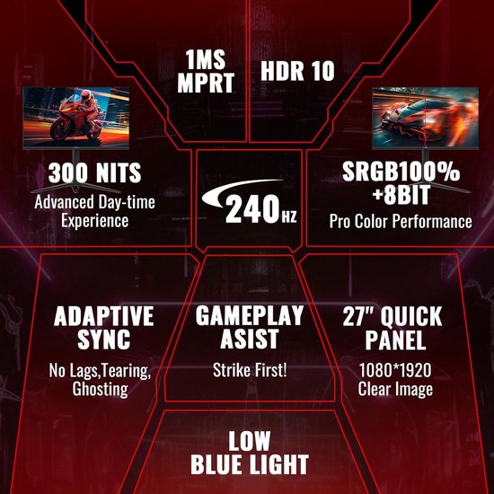 27 Inch Gaming Monitor met 1920 x 1080 FHD en 240 Hz van Merkloos — afbeelding 2