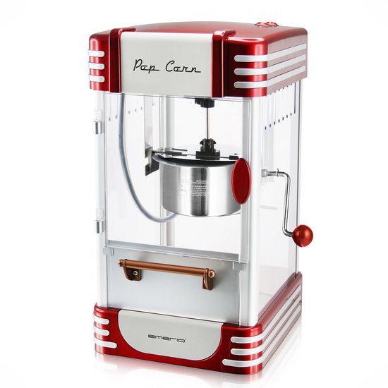 Emerio Popcornmachine - Popcornmaker - 50g - Roersysteem - Anti-aanbaklaag - Anti-slip - 360W - Maatbeker - POM-120650 Rood/Wit — afbeelding 2