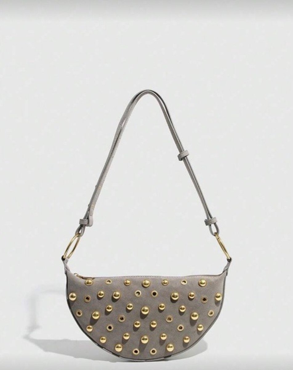 Schoudertas met stuch - grijze tas met stuch - grijze tas - tas met stutch - grijze tas - grijze schoudertas - schoudertas grijs - handtas - tas - schoudertas dames - schoudertassen - statement tas - shoulderbag - hobo tas - schoudertas