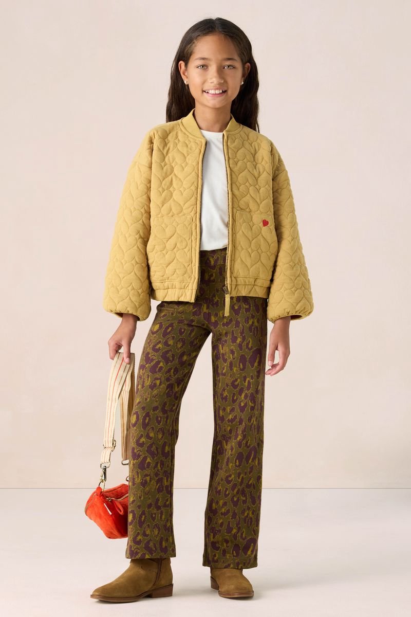 Sissy-Boy - Donkergroene straight legging met leopard print