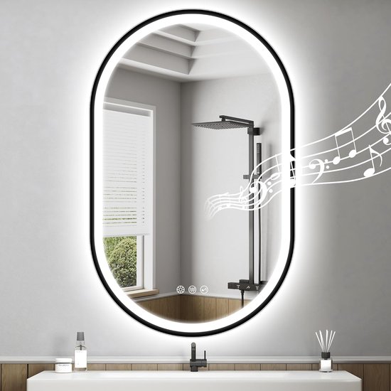 Bluetooth LED Badkamerspiegel 80x100 Cm - Dimbaar, Anti-Condens, 3 Lichtkleuren