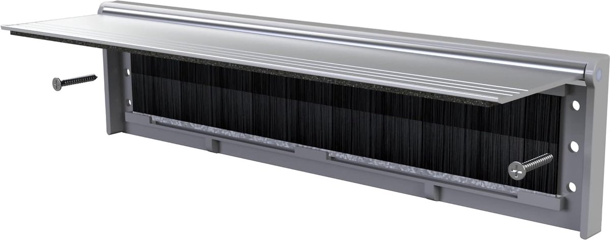Brievengleuf voor deurinworp van metaal met klep - 293 x 77 mm