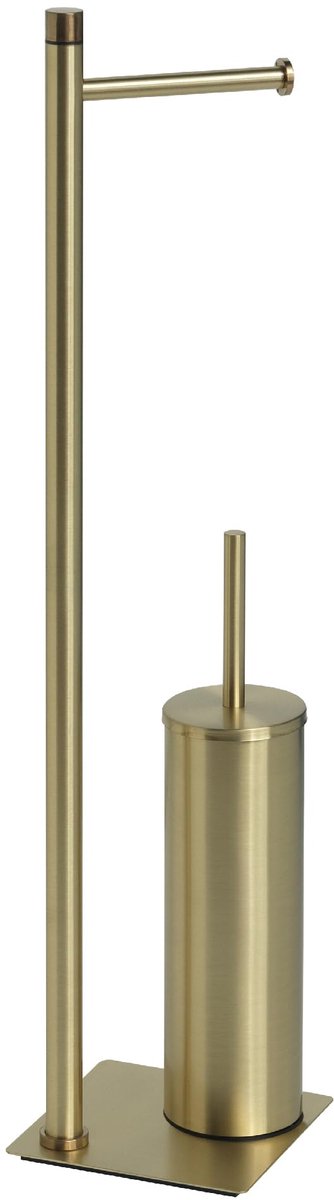 Ibenzoa® Stijlvolle toiletborstel en papierhouder in geborsteld goud voor moderne badkamers