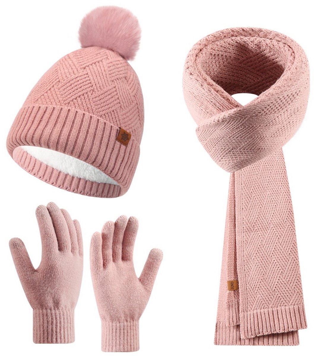 Pack Bonnet, écharpe Et Gants 3 En 1 Pour Femme - Hiver Chaud, Doublure Polaire, Style Unisexe