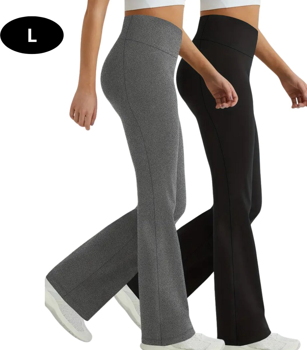 Nivard Lange Broek Dames Flair Broeken Wijde Broek Flared Broek Pants Jeans Trousers Strectch + Zwart