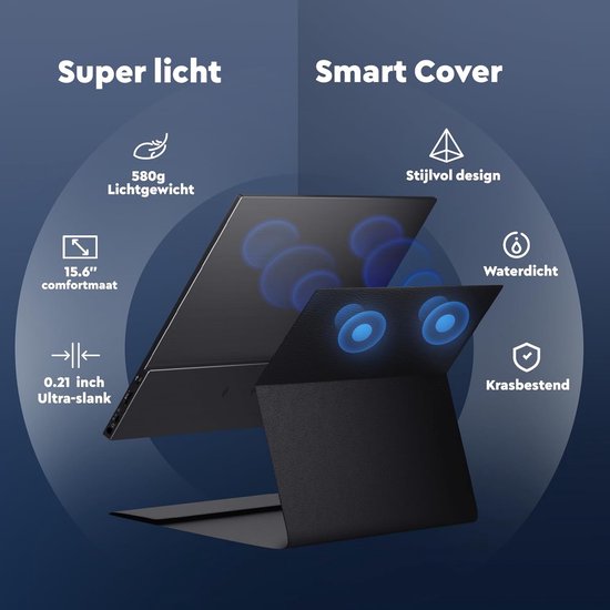 Draagbare Monitor 15,6 Inch FHD IPS Scherm met Type-C/USB-C Poort voor Laptop, PC, PS4, PS5 en Mobiele Apparaten — afbeelding 4
