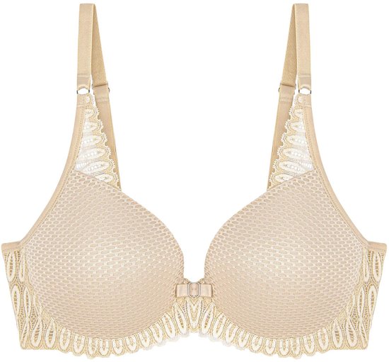 Triumph Kanten bh met beugel - Aura Spotlight WHP - Stevige spacer bh met vulling - Zwart en creme - 90B