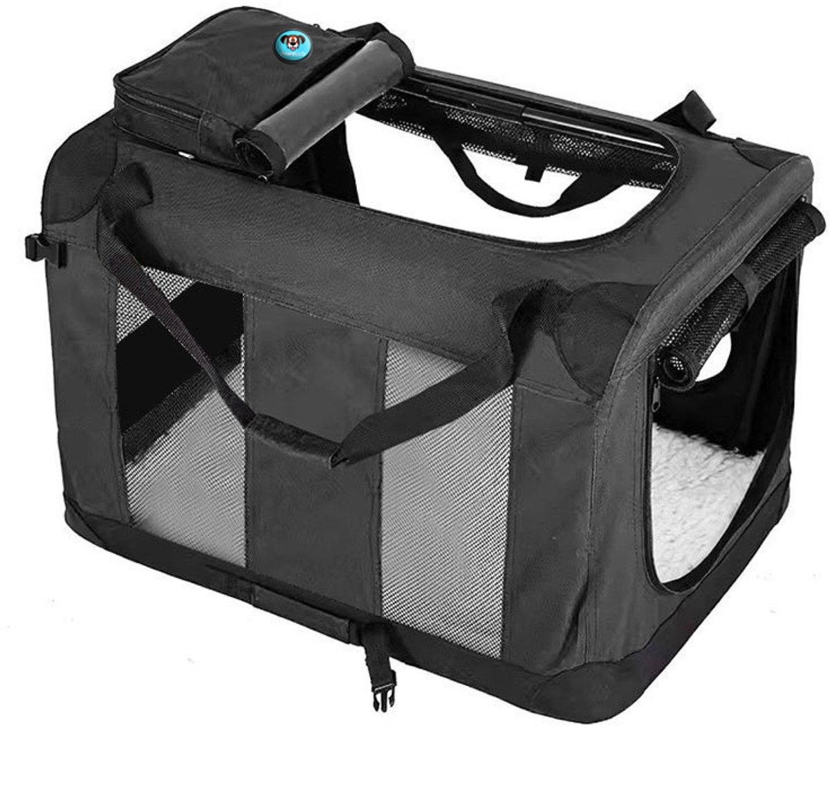 Pawello Opvouwbare Hondenbench / Draagtas Hond & Kat - Reistas - Ventilerende Transporttas - Zwart - Maat S (50×35×35 cm)