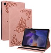 Coverup Tablethoes geschikt voor Samsung Galaxy Tab A11 Plus Hoesje - Vlinder & Bloemen Book Case - Roze