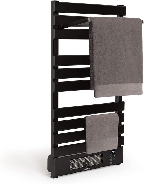 ECODE® Elektrische handdoekhouder voor badkamer, wifi, programmeerbaar, led- display, handdoekhouder, Tuya-app-bediening, radiator met thermostaat, beschermingsklasse IP24, 500 W, wit