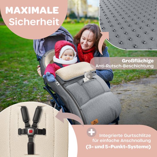 KIDIZ® Voetenzak voor Autostoeltje en Buggy met Ritssluiting - Baby Slaapzak Deken voor Maxi-Cosi & Wandelwagen / Kinderwagen - Jeans-Grijs van Merkloos — afbeelding 2