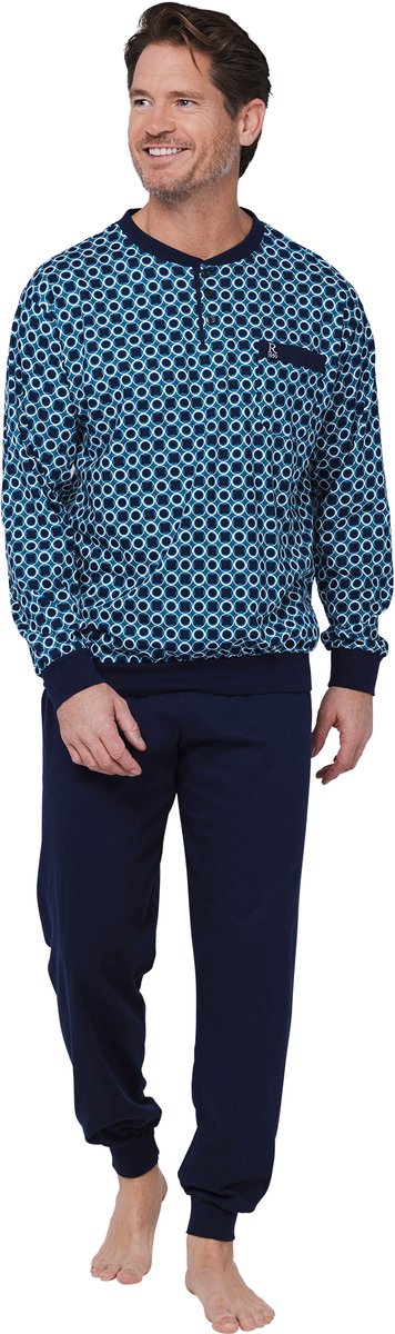 Robson Pyjama - Katoen - Knoopsluiting - Blauw - Maat 50