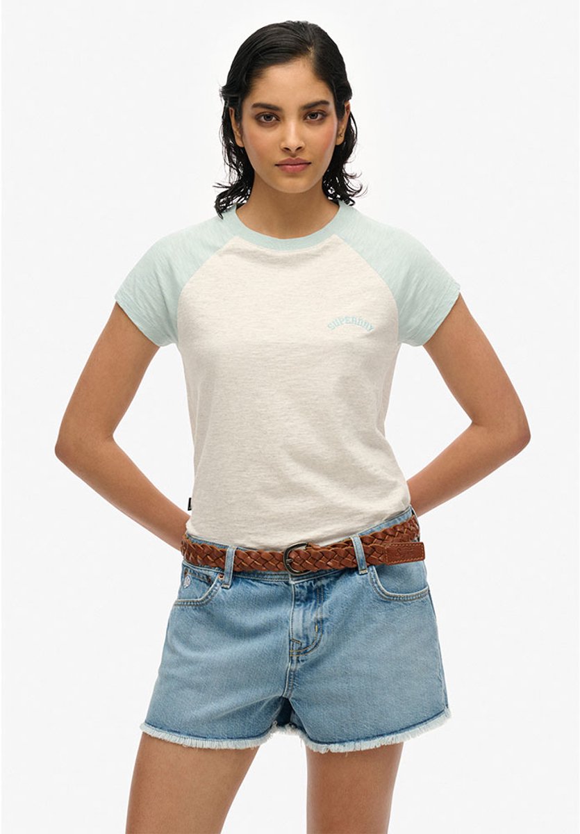 Superdry Essential Logo T-shirt van biologisch katoen met raglanmouwen Dames T-shirts Blauw