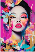 Affiche 40x60 cm - Femme - Portrait - Abstrait - Violet - Décoration murale - Salon - Chambre