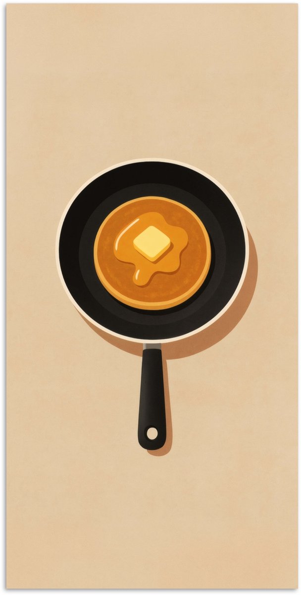 Poster 20x40 cm - Pannenkoek - Koekenpan - Boter - Minimalistisch - Posters - Kamer decora