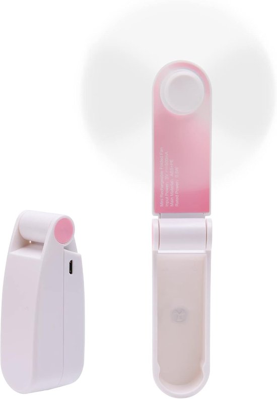 Handventilator oplaadbaar draagbaar wit – 5 snelheden, compact, stil, duurzaam, bureauventilator Cuhostki
