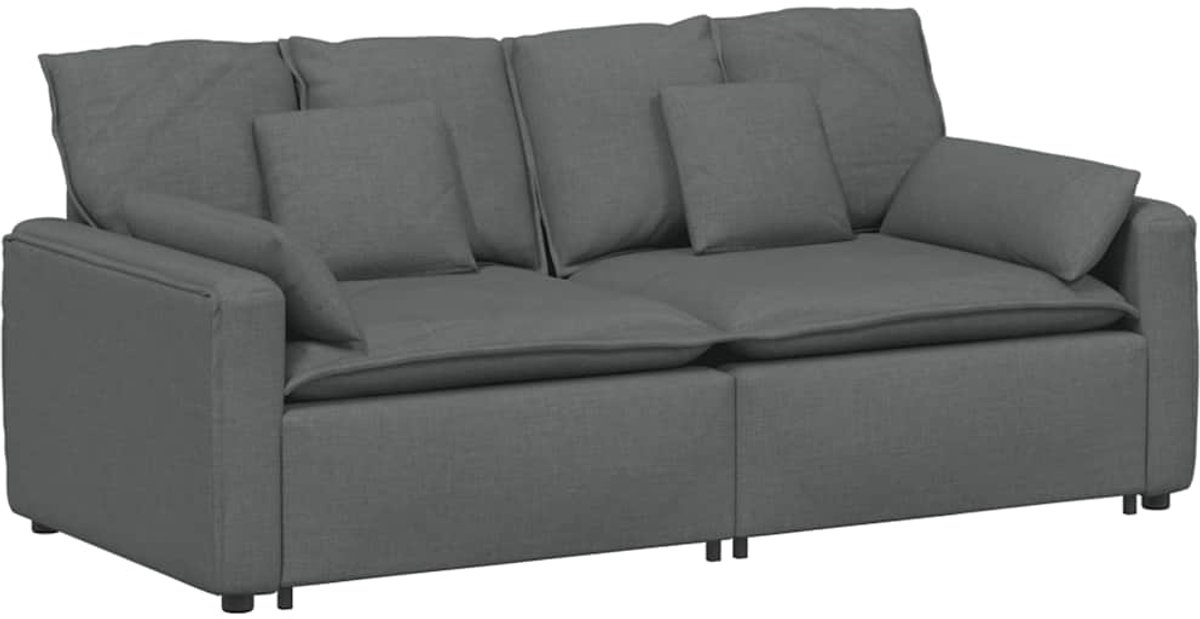 vidaXL - Modulaire - bank - met - kussens - donkergrijs