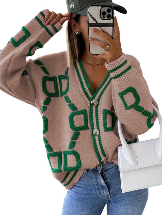 Cardigan Livano Femme - Cardigan - Boutons - Chaud - Cardigan Tricoté - Beige - L