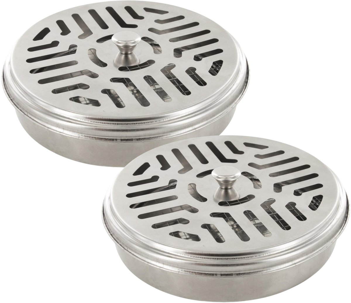 HOME DECO FACTORY Wierookhouder - 4x - D14 cm - metaal - zilver - spiraal - muggen werend Grijs