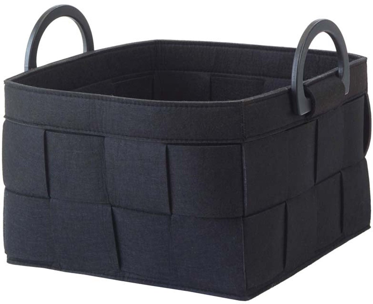 Dix Opbergmand Black Small | Zwart | Polyester / Bamboe