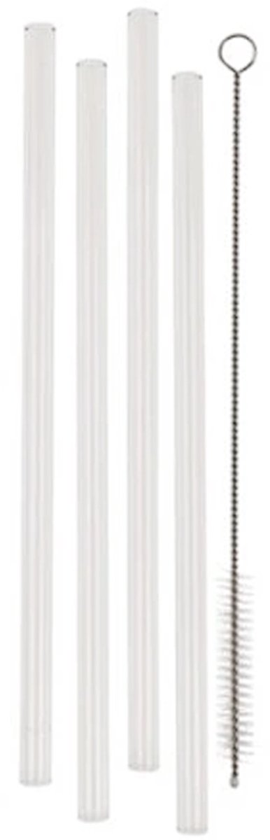 QTTVBTNA -4x Herbruikbare glazen rietjes 20 cm recht – Inclusief reinigingsborstel, vaatwasmachinebestendig, duurzaam drinkrietje voor smoothies, sappen en cocktails