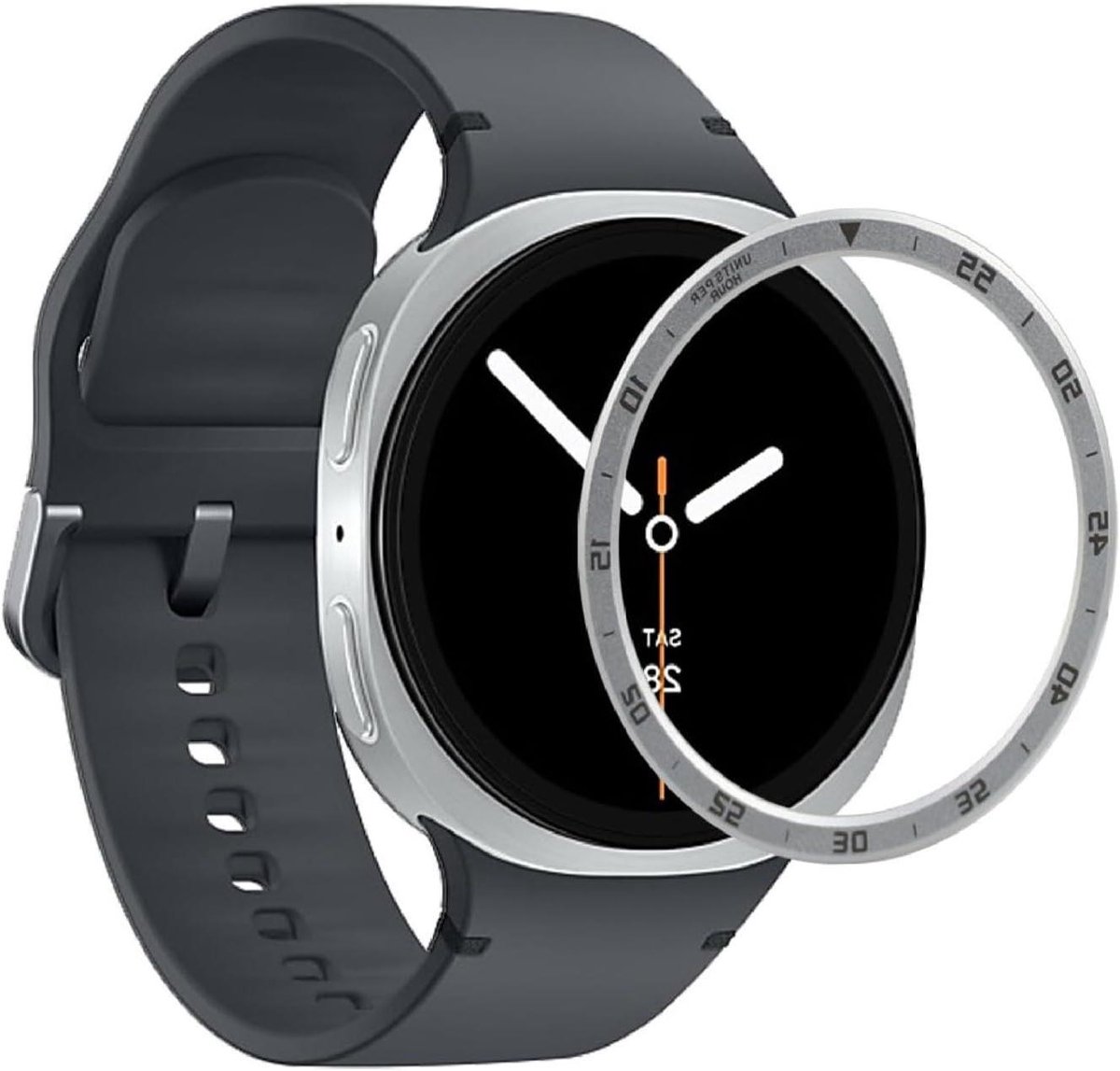 Roestvrij stalen ring voor smartwatch 40 mm, Bezel Styling Ring Adhesive Cover - Zilverkleurig - Anti-kras - Beschermhoes - Voor Samsung Watch 8.