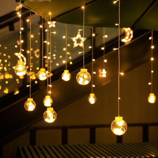 Guirlande lumineuse étanche à boules de vœux, guirlande lumineuse suspendue pour décoration de sapin de Noël, terrasse, pelouse, jardin, mariage – Blanc chaud