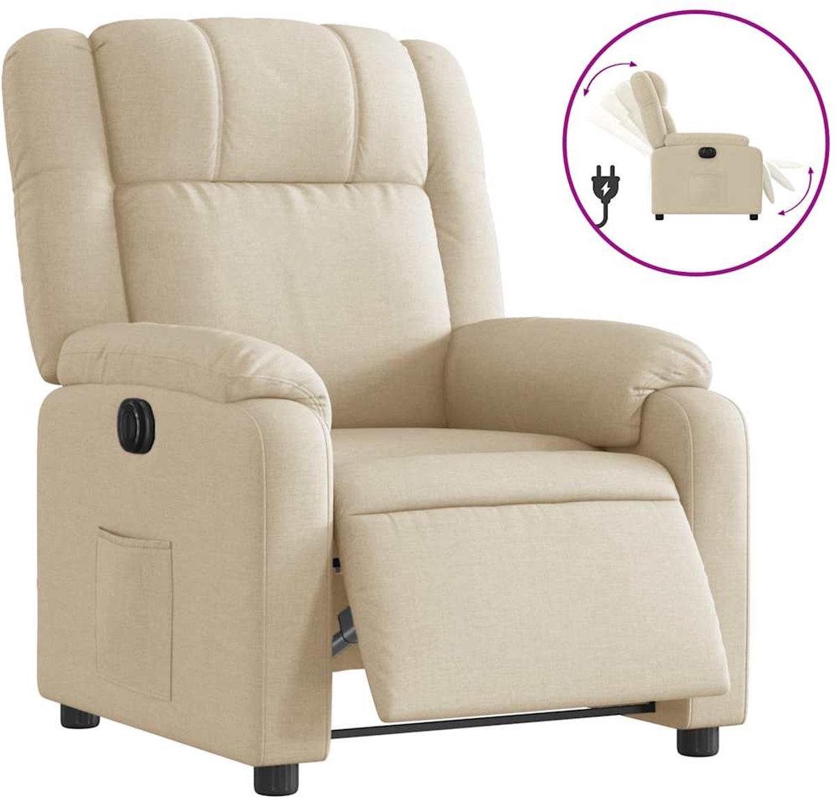 vidaXL Fauteuil - verstelbaar - elektrisch - stof - crèmekleurig