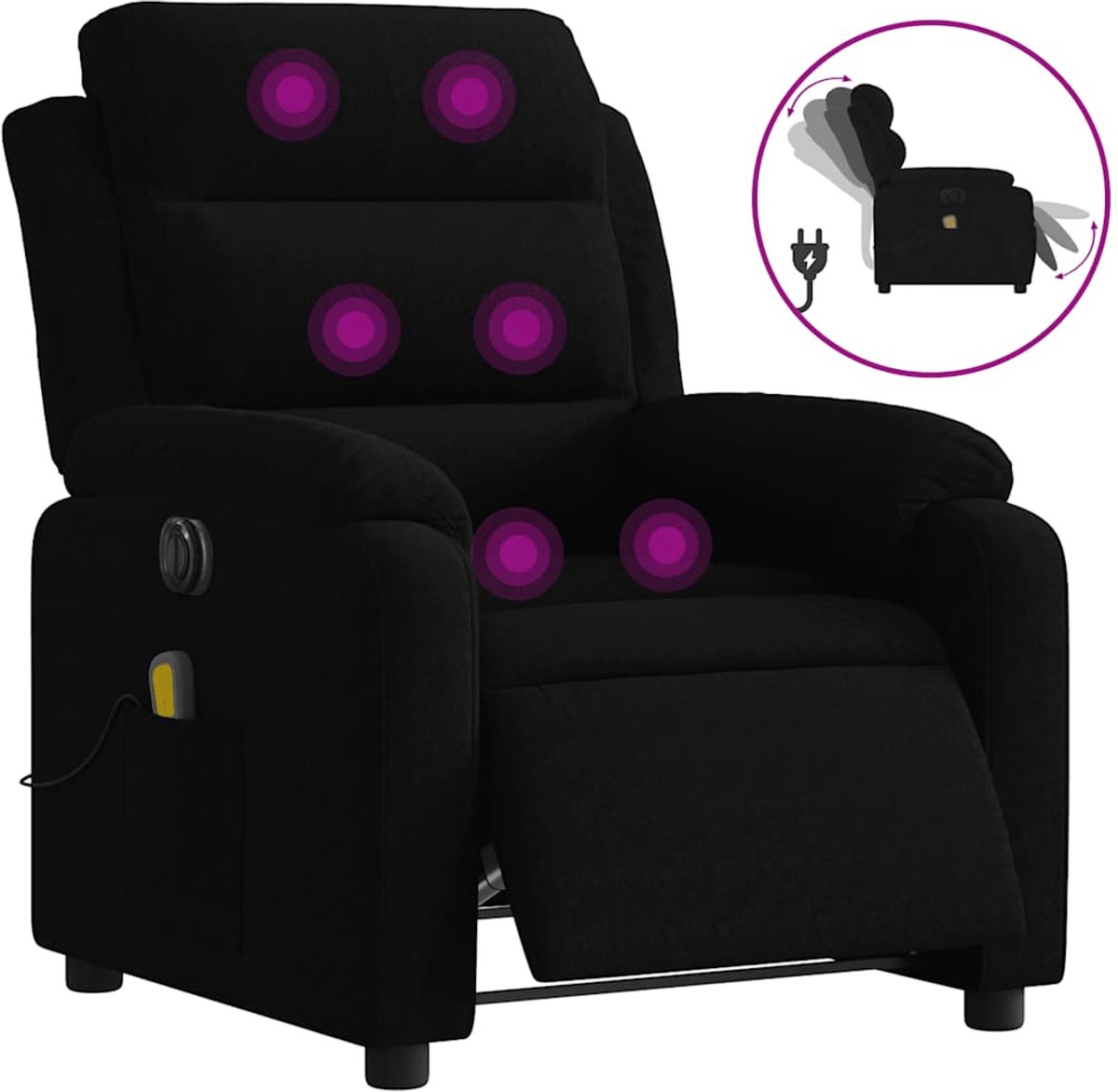 vidaXL Massagestoel - elektrisch - verstelbaar - fluweel - zwart