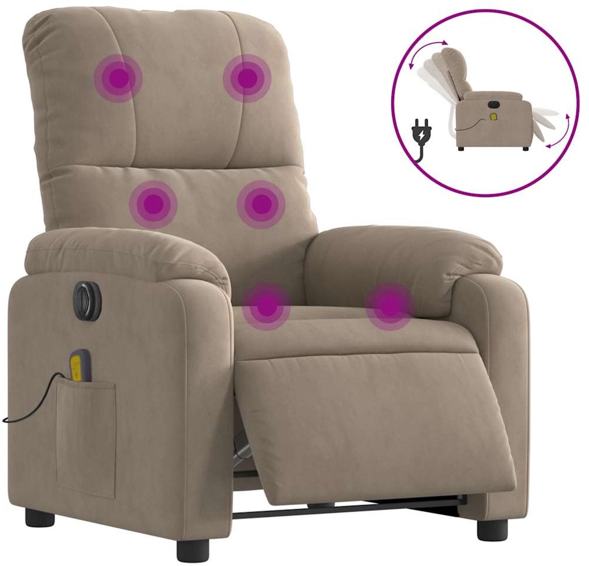 vidaXL Massagestoel - elektrisch - verstelbaar - microvezelstof - taupe
