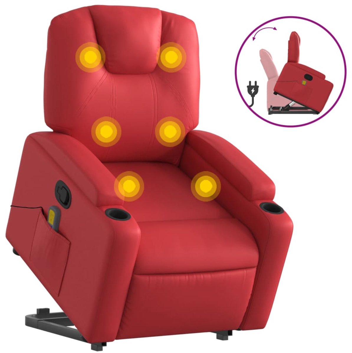 vidaXL Sta-op-massagestoel - verstelbaar - kunstleer - rood