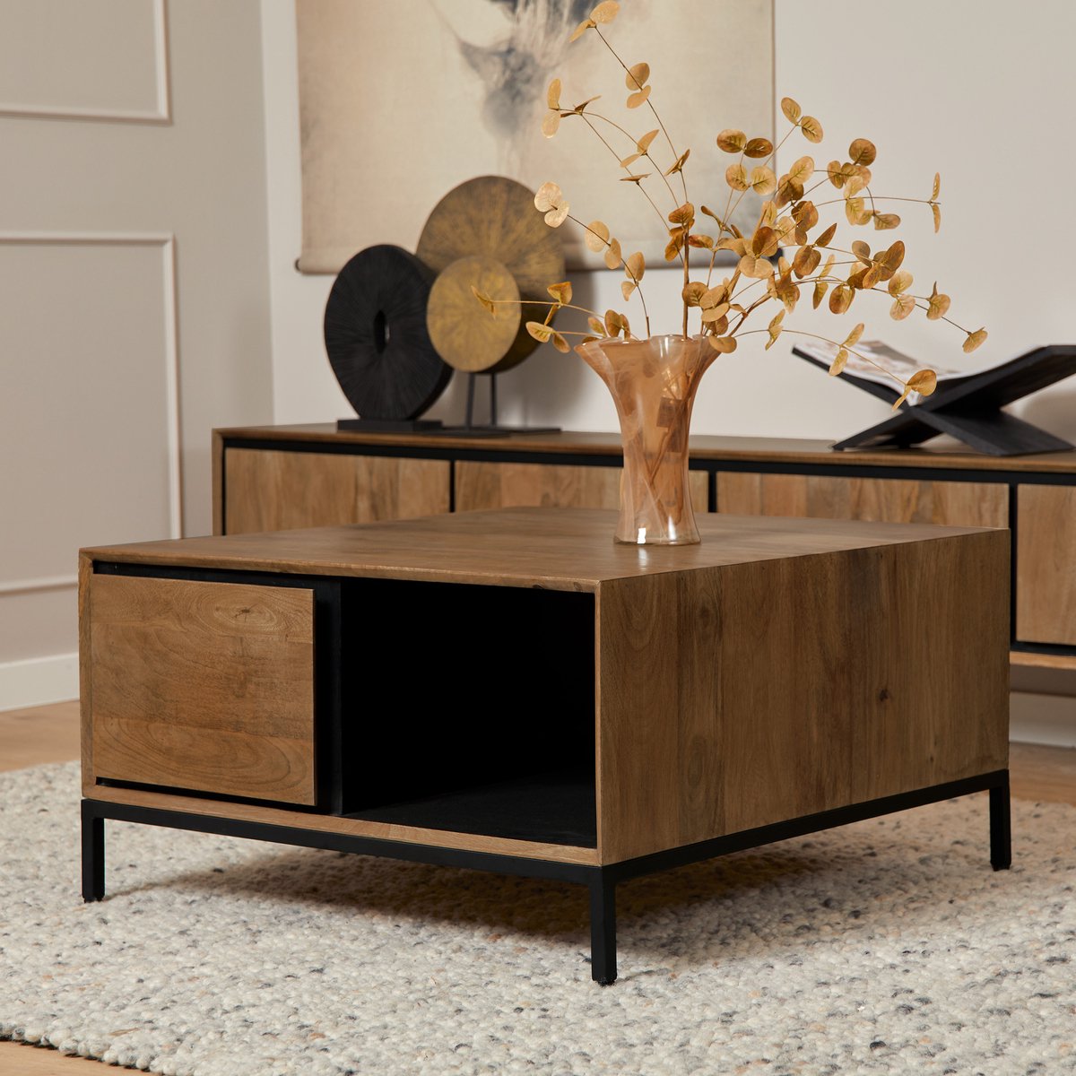 Meubels4nu - Salontafel RichWood - Vierkant - 80cm - Mangohout - Bruin - Bijzettafel - Koffietafel - 80x80 - Snelle levering