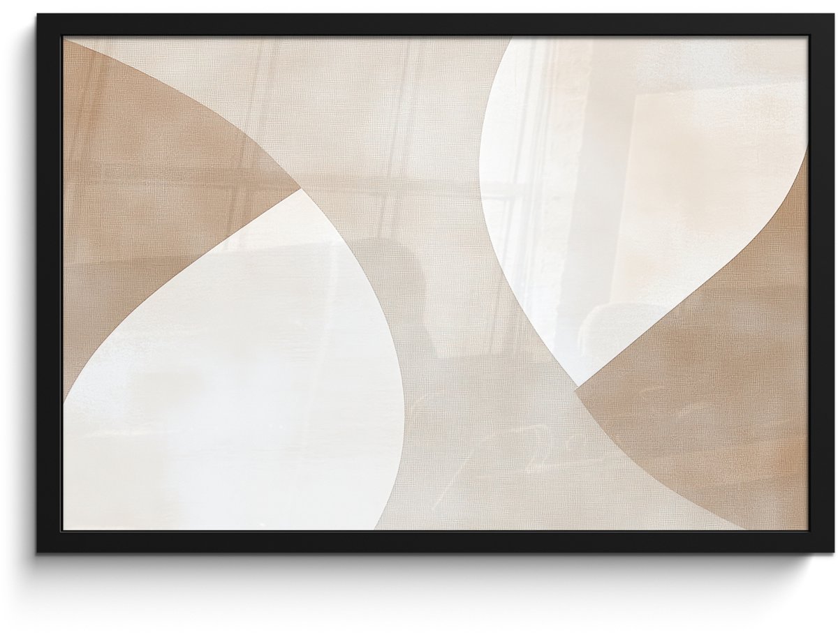 FrameYourWall Poster in lijst - Fotolijst 60x40 cm - Posters - Bruin - Japandi - Abstract - Posterlijst zwart - Decoratie - Wanddecoratie woonkamer - Muurdecoratie slaapkamer Japandi - Vlakken