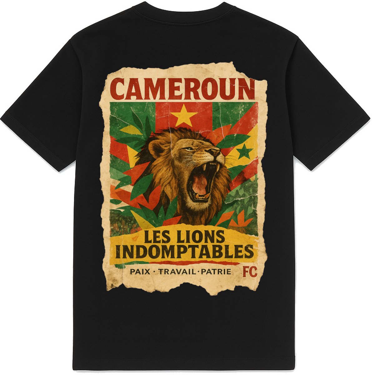 FC ELEVEN - Kameroen Les Lions Indomptables Heavy T-Shirt - Zwart
