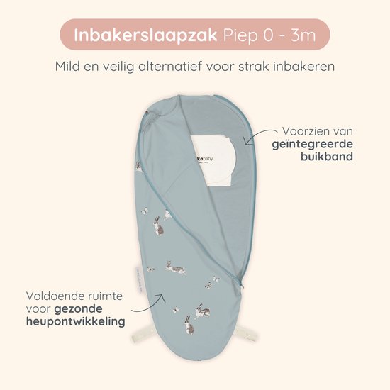 Puckababy Piep Inbakerslaapzakje baby (0-3m) - Bunnies - Katoen TOG 0.5 — afbeelding 2