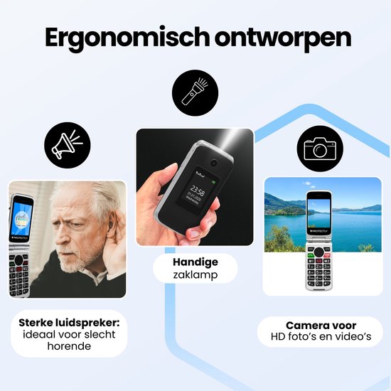 Uleway Mobiele klaptelefoon zonder abonnement, dual sim, mobiele telefoon voor senioren met noodoproep, klok en FM-radio, met grote toetsen, GSM mobiele telefoon, eenvoudige back-up, telefoon voor