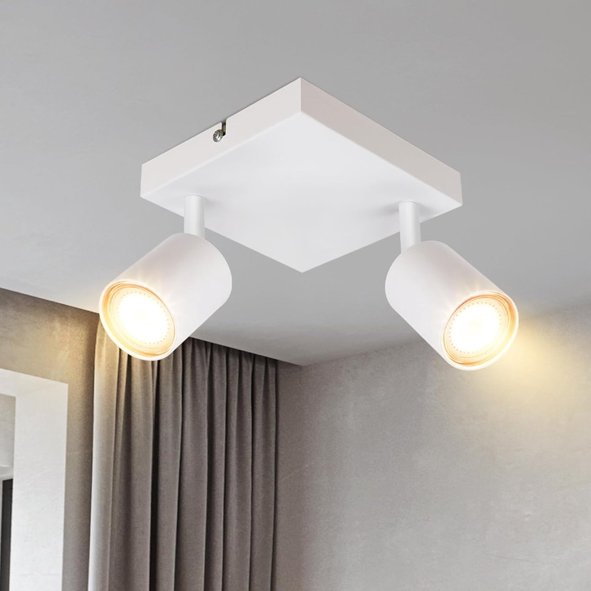 Glitzerlife Vierkante LED Spotlight - Plafondlamp - 2-lichts GU10 Fitting - 350° Zwenkbaar - Wit Modern Design - Zonder Lichtbron - Hal, Woonkamer, Slaapkamer