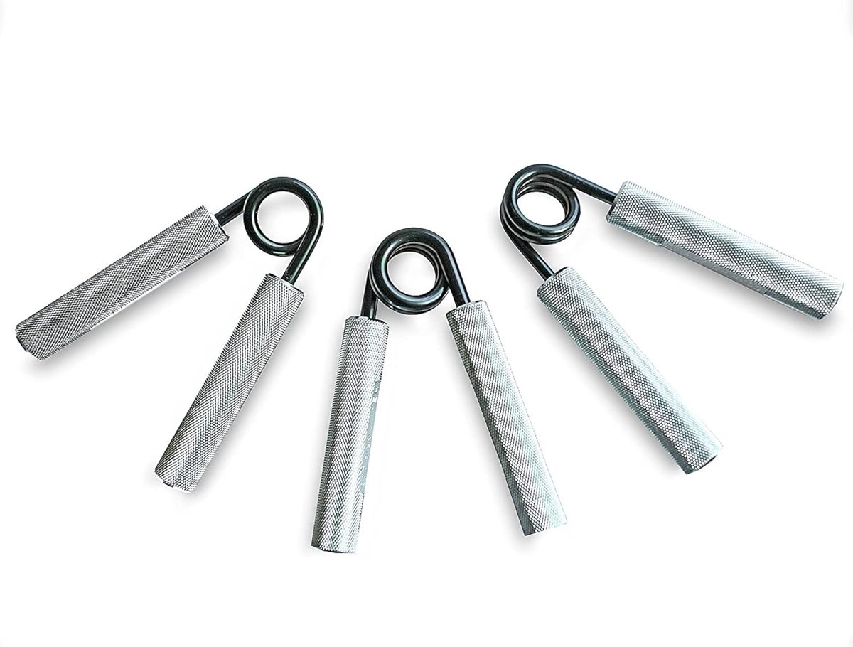 Heavy Duty Hand Grip Strengthener - Arm Spiertrainer - Pols Versterker - Hand Grip Strengthener - Set van 3 (100, 150, 200 lbs) - Voor Beginners tot Professionals - Hand Grip Strengthener Set - Handtrainer voor Atleten - Zilver