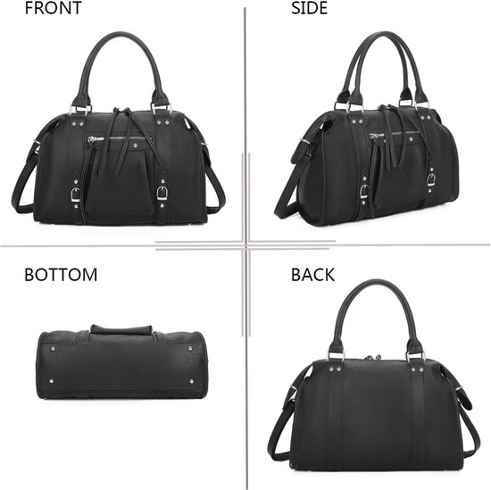 Gallantry® - Sac femme - Sac d'école - Sac de travail - Sac bandoulière - Sac à main - Cabas - Sac week-end - Zwart