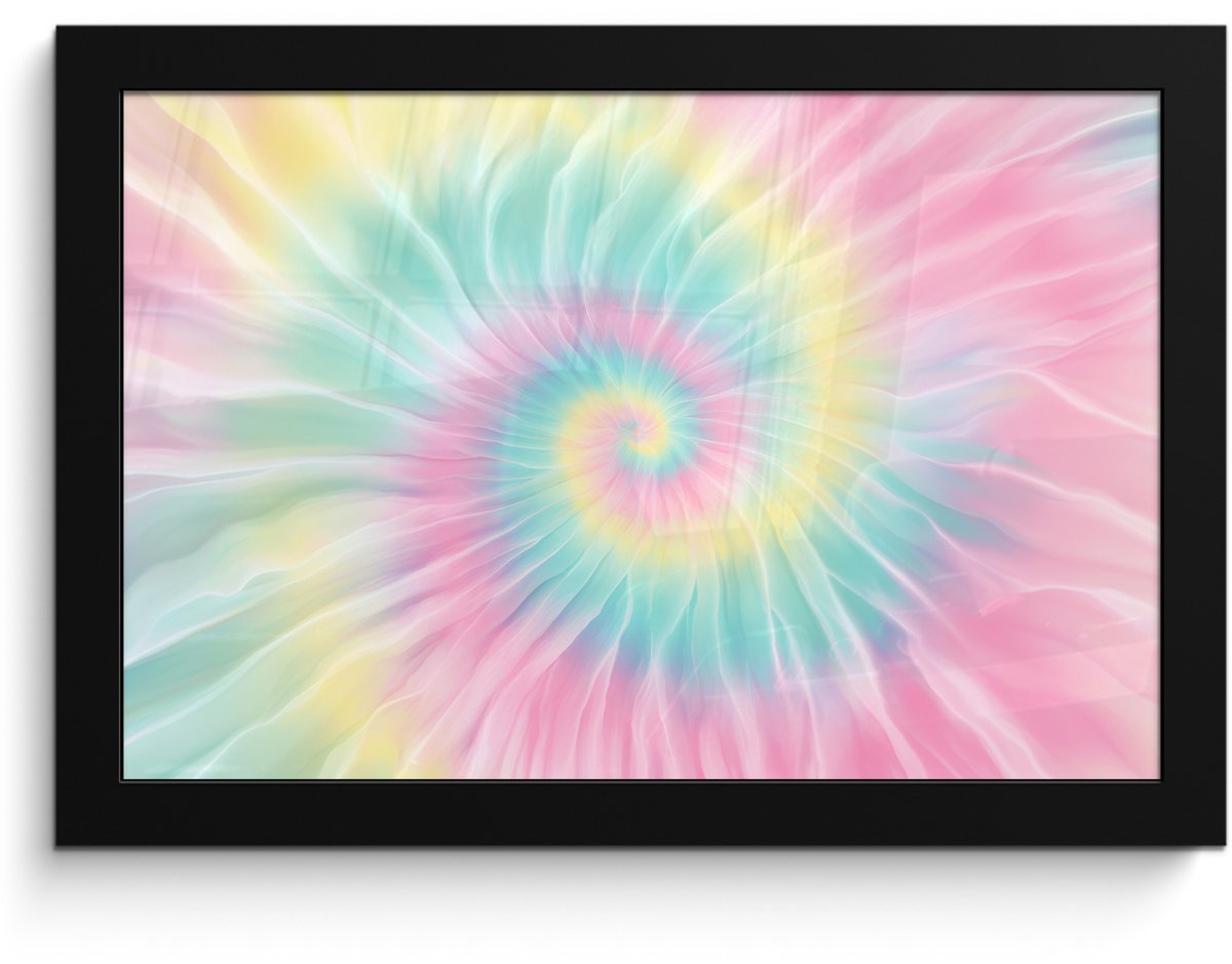 FrameYourWall Poster in lijst - Fotolijst 30x20 cm - Posters - Pasteltinten - Tie dye - Roze - Posterlijst zwart - Decoratie - Wanddecoratie woonkamer - Muurdecoratie slaapkamer
