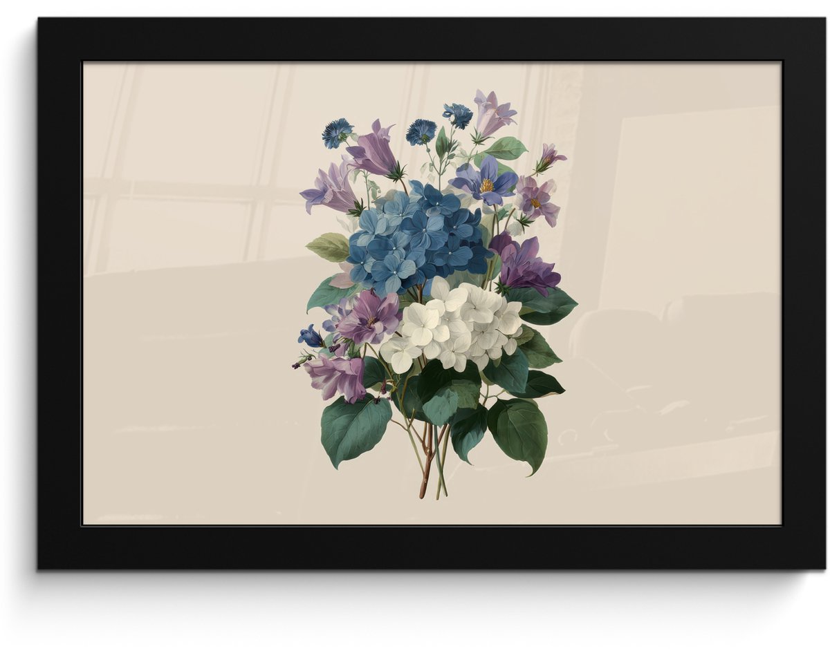 FrameYourWall Poster in lijst - Fotolijst 30x20 cm - Posters - Bloemen - Gedetailleerd - Rust - Realistisch - Posterlijst zwart - Decoratie - Wanddecoratie woonkamer - Muurdecoratie slaapkamer