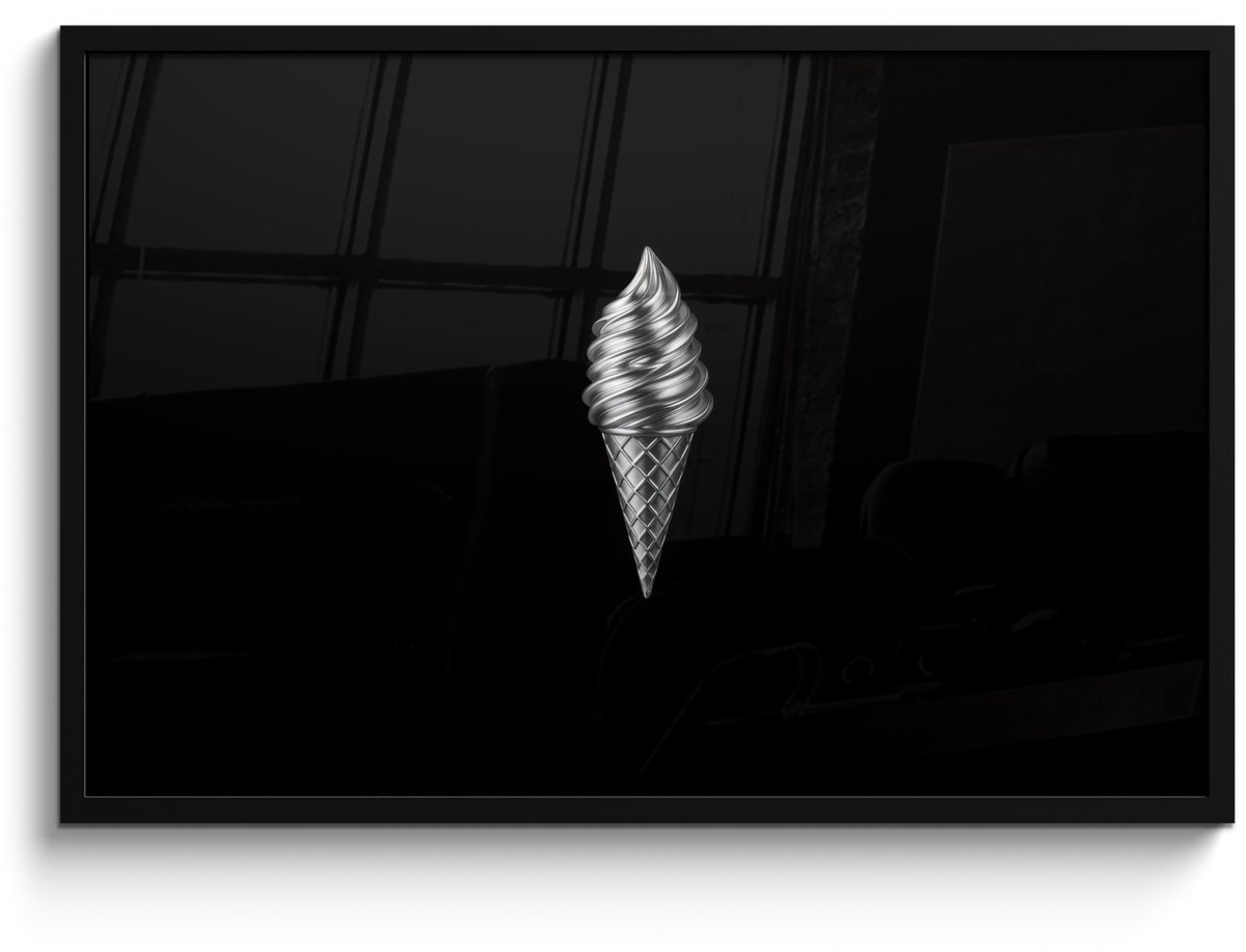 FrameYourWall Poster in lijst - Fotolijst 90x60 cm - Posters - Softijs - Realistisch - Futuristisch - Posterlijst zwart - Decoratie - Wanddecoratie woonkamer - Muurdecoratie slaapkamer