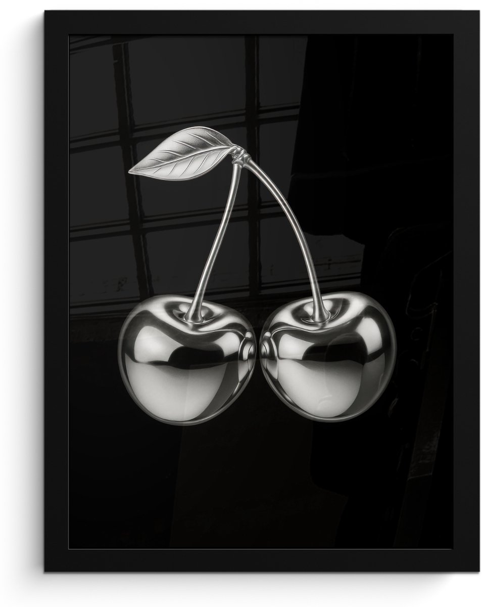 FrameYourWall Poster in lijst - Fotolijst 30x40 cm - Posters - Kers - Luxueus - Metallic - Posterlijst zwart - Decoratie - Wanddecoratie woonkamer - Muurdecoratie slaapkamer