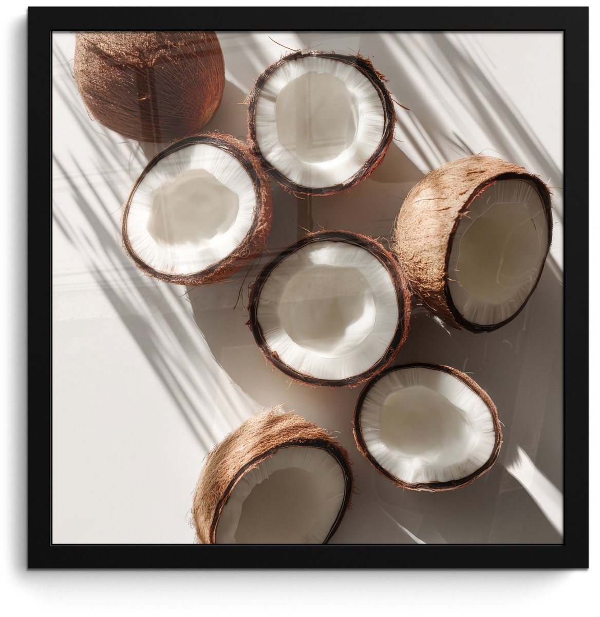 FrameYourWall Poster in lijst - Fotolijst 40x40 cm - Posters - Kokosnoten - Bruin - Shaduw - Posterlijst zwart - Decoratie - Wanddecoratie woonkamer - Muurdecoratie slaapkamer