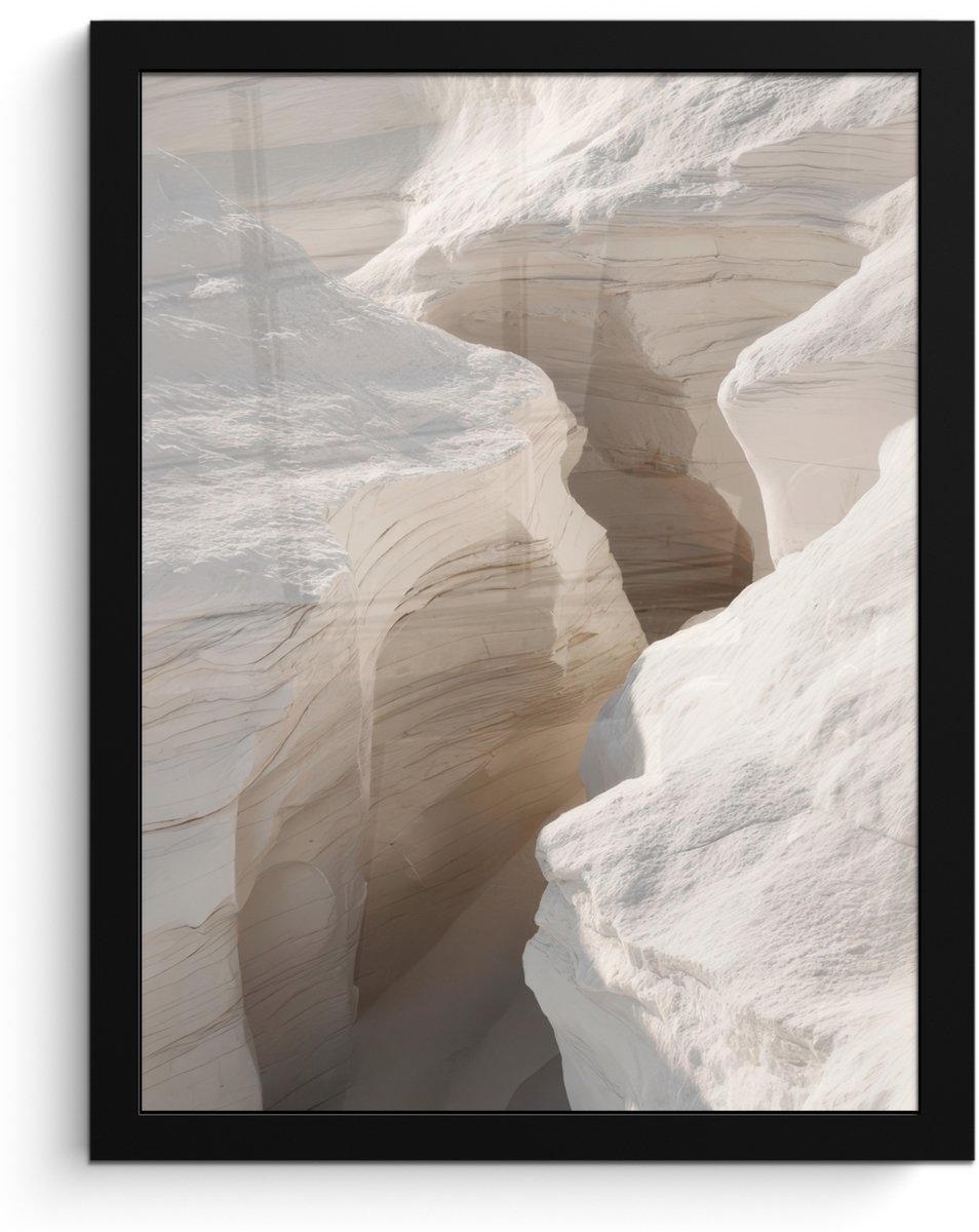 FrameYourWall Poster in lijst - Fotolijst 30x40 cm - Posters - Kloof - Wit - Sneeuw - Posterlijst zwart - Decoratie - Wanddecoratie woonkamer - Muurdecoratie slaapkamer